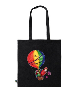 Χριστουγεννιάτικη πάνινη τσάντα σε μαύρο χρώμα (XMAS03B)