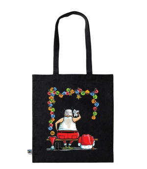 Χριστουγεννιάτικη πάνινη τσάντα σε μαύρο χρώμα (XMAS04B)