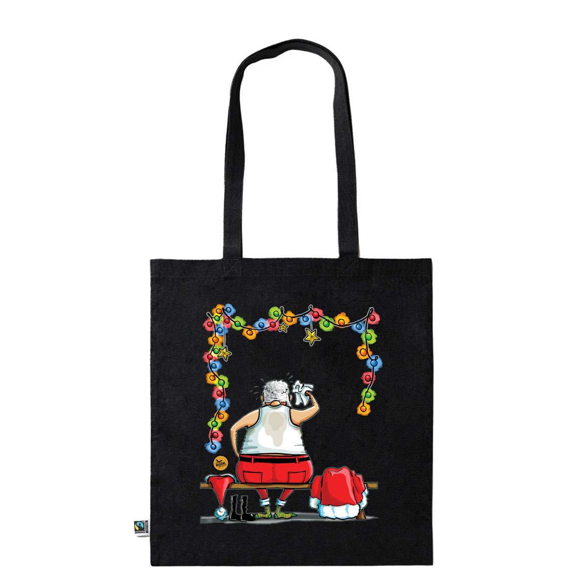 Χριστουγεννιάτικη πάνινη τσάντα σε μαύρο χρώμα (XMAS04B)