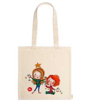 Χριστουγεννιάτικη πάνινη τσάντα σε φυσικό χρώμα (XMAS01C)